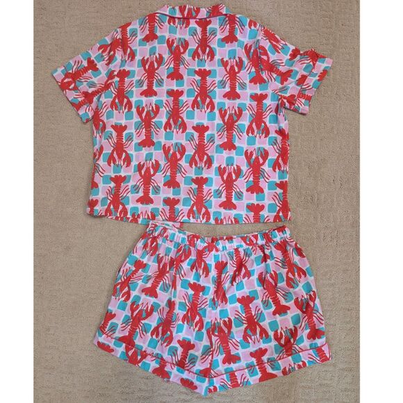 Bouffants & Broken Hearts Pajama Short Set Women Large Lobster Trendy - Picture 2 of 8